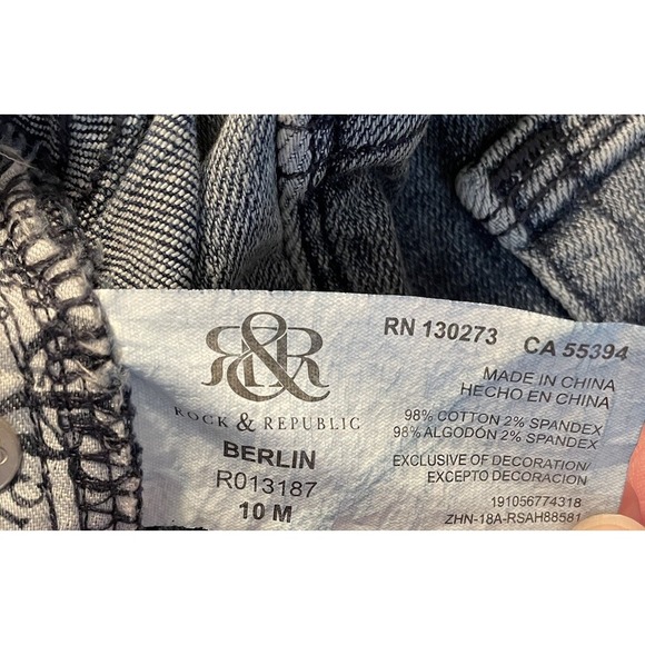 Rock and Republic Women Sz 10 Berlin Skinny Jeans Distressed Mid Rise Embroidere - Picture 11 of 11
